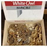 Cigar box of costume jewelry