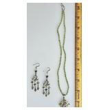 Sterling silver peridot necklace and earrings