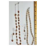2 gemstone necklaces and earrings