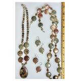 2 jasper necklaces and earrings