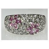 Sterling ring with pink topaz flowers