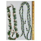 2 gemstone necklaces and earrings
