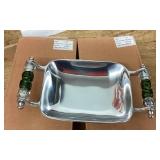 2 nut/candy dishes with green handles