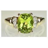 14k gold peridot and diamond ring