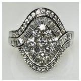 Sterling colcktail ring with clear stones