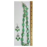 Sterling chrysoprase necklace & earrings