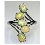 Sterling silver ring with faux opals