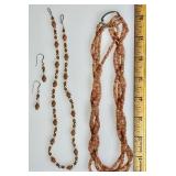 2 gemstone necklaces and earrings