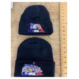 2 NEW USA knit beanies with eagle