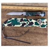 Fixed blade camo knife with compass