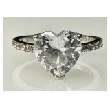 Sterling silver ring with heart shaped stone