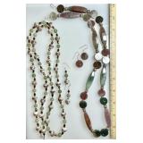 2 gemstone necklaces and earrings