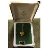 Gold filled etched heart locket and chain