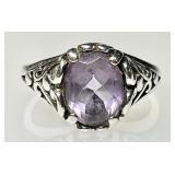 Kabana sterling silver ring with purple stone