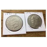 2 Eisenhower dollars 1971-1976
