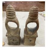 2 cast iron fence post finials