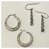 2 pair sterling silver pierced earrings