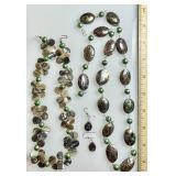 2 mother of pearl necklaces and earrings