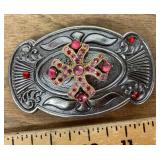 Rhinestone studded belt buckle