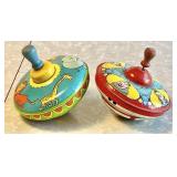 2 Ohio Art/Chein circus/clown tin litho tops