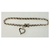 Gold over sterling bracelet with heart charm