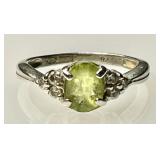 Sterling silver ring with green stone