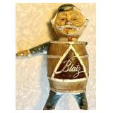 Vintage Blatz beer barrel umpire store display