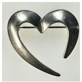 Sterling silver heart brooch