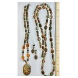 2 fruit jasper necklaces and earrings