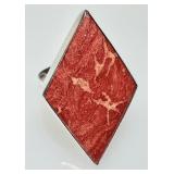 Sterling silver coral ring