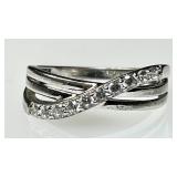 Sterling silver ring with clear stones