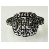 Sterling silver ring with small diamonds