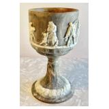 Incolay stone chalice w/raised Roman figures