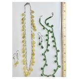 2 gemstone necklaces and earrings