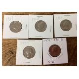 5 US quarters 1965-1976