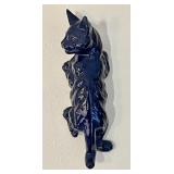 Redware pottery black cat wall dï¿½cor