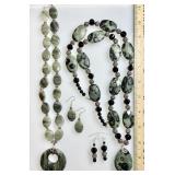 2 chunky gemstone necklaces and earrings