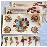 Vintage pinup and floral decals