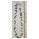Sterling silver linked rings necklace