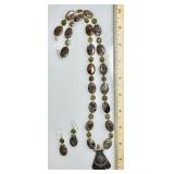 Sterling silver gemstone necklace & earrings