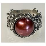 Sterling silver pearl ring made in Israel