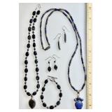 2 sterling necklaces, earrings, bracelet