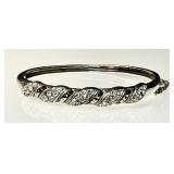 Sterling silver clamper bracelet with clear