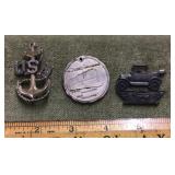 US Navy pin, Ford watch fob, advertising key fob