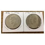 2 Eisenhower dollars 1976