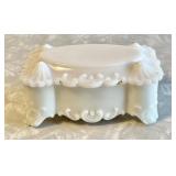Antique milk glass vanity box