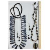 2 gemstone necklaces and earrings