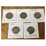 5 V nickels 1902-1911