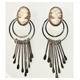 Sterling silver cameo pierced earrings