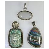 3 sterling gemstone pendants